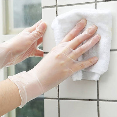 Transparenter Wegwerfvinylhandschuh-Arbeitsschutz saure elastische Antihandschuhe PVCs
