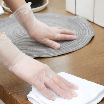 Transparenter Wegwerfvinylhandschuh-Arbeitsschutz saure elastische Antihandschuhe PVCs