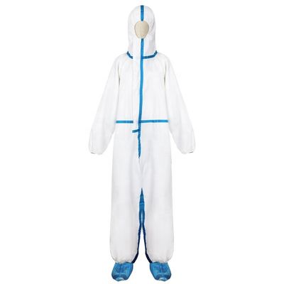 Weißer Latex-freier wasserdichter mikroporöser Wegwerfoverall mit Haube