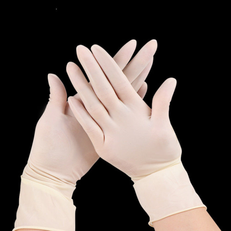Weiße Wegwerfhandschuhe der Touch Screen Entwurfslaborlatexhandschuhe EN455