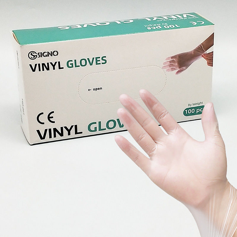 Transparenter Wegwerfvinylhandschuh-Arbeitsschutz saure elastische Antihandschuhe PVCs