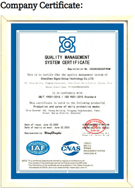China Shenzhen Signo Group Technology Co., Ltd. zertifizierungen